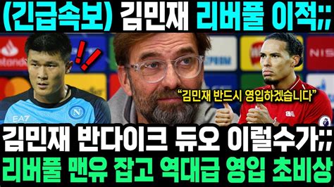 속보 김민재 리버풀 이적 이럴수가 K 반다이크 영입에 맨유 초비상 Youtube