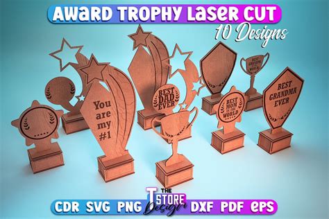 Award Trophy Laser Cut SVG Bundle Award Trophy SVG Design Laser Cut