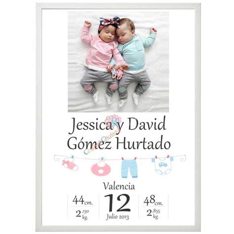 Cuadro Nacimiento Beb Foto Personalizada Cositas Chulas Azul Medio