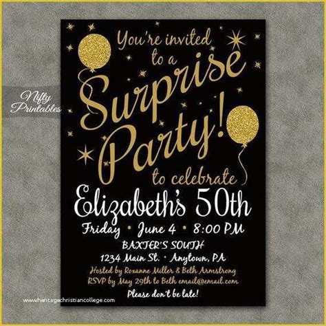 Free Surprise 50th Birthday Party Invitations Templates Of 50th Birthday Invitation Wording