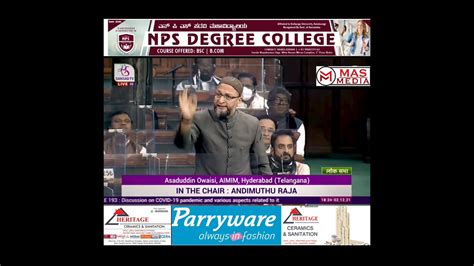 Asad Uddin Owaisi High Voltage Speech In Parliament Youtube