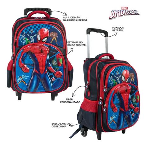 Mochila Escolar Rodinha Spider Man Lonchera Y Estuche Mercadolibre