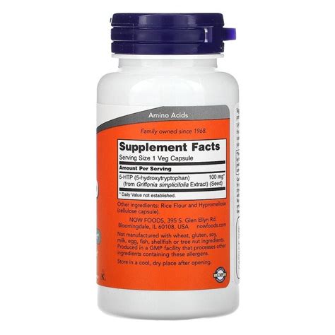 5 HTP 100mg 60 Vcaps Now Foods