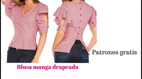 BLUSA MANGA DRAPEADA Cómo hacer Paso a paso Patrones gratis Corte y