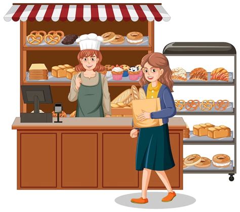 Free Vector Bakery Showcase With Bread And Pastry Products