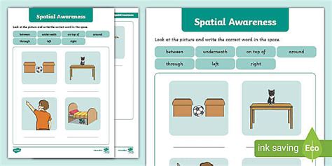 Spatial Awareness Writing Worksheet SET Maths Resources