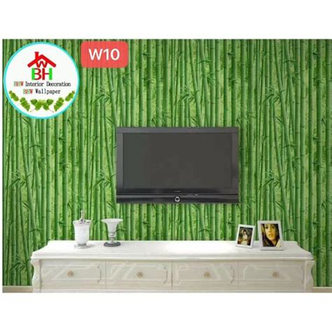 Bhw Wallpaper Bamboo Design Color Green Self Adhesive Wall Paper Pvc