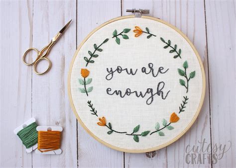 You are Enough; Free Hand Embroidery Pattern - The Polka Dot Chair