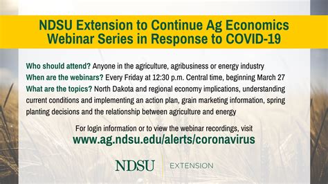 NDSU Extension to continue ag economics webinar series in response to ...