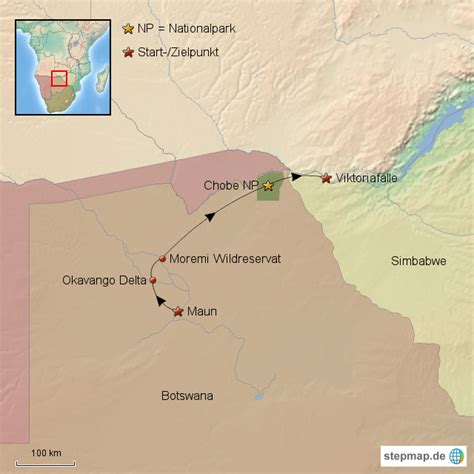 Stepmap Natur Pur In Botswana Und Simbabwe Landkarte F R Afrika