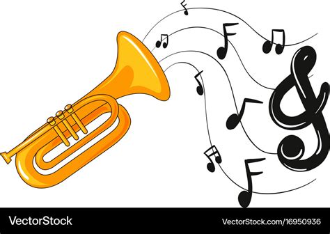 Trumpet with music notes in background Royalty Free Vector