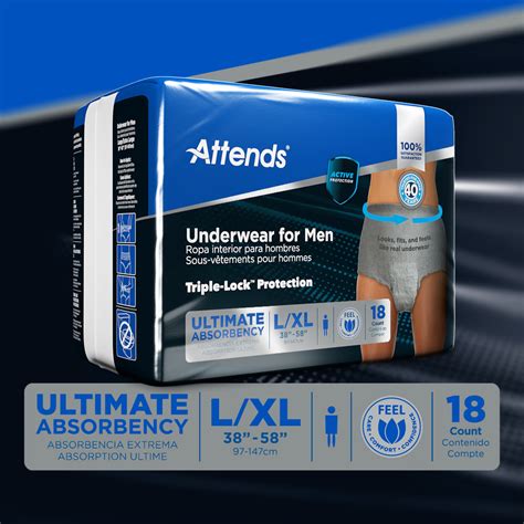 Attends Discreet Mens Incontinence Underwear L Xl Breathable With