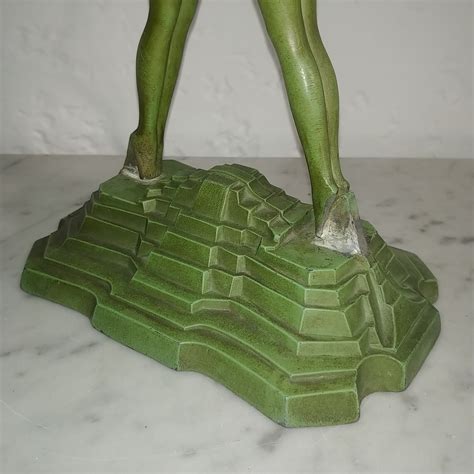 Art Deco Frankart Style Green Patina Spelter Nude Lady Etsy