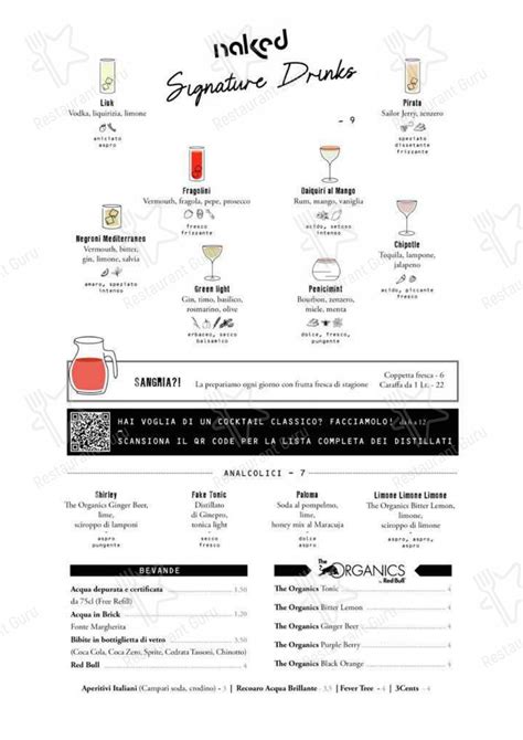 Menu Da Naked Concept Bar Rimini