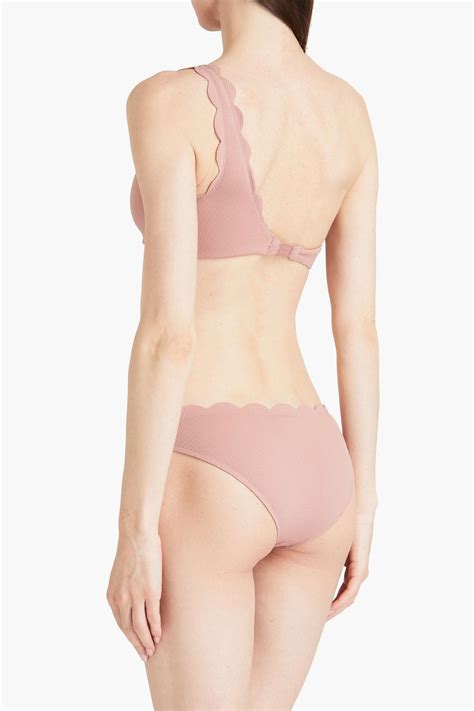 Marysia Santa Barbara Textured Stretch Crepe Mid Rise Bikini Briefs