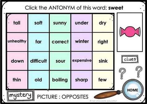 Antonyms Matching Opposite Words Mystery Picture Boom Cards Set