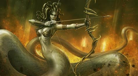 Fantasy Girl Dark Fantasy Fantasy Art Frontal View Medusa Artwork