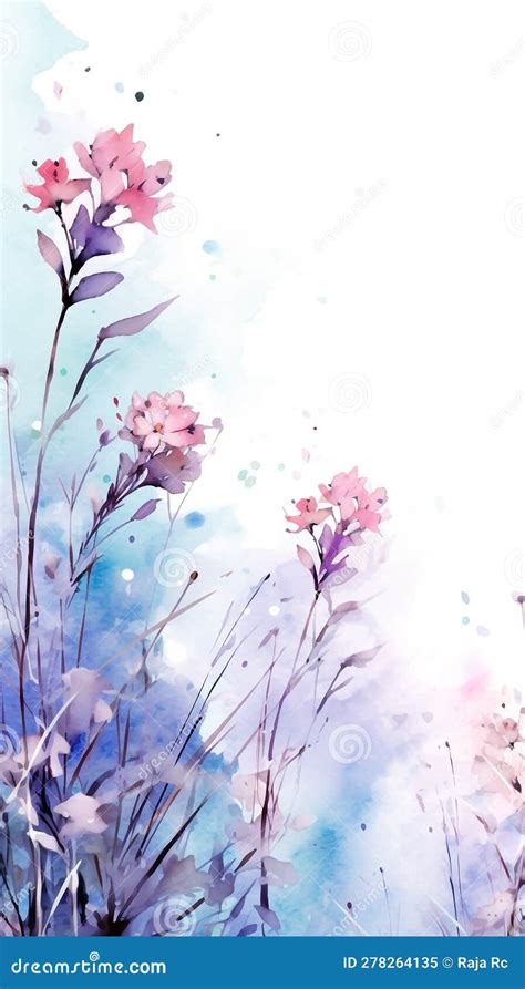 Watercolor Lavender Flowers Background Stock Illustration ...