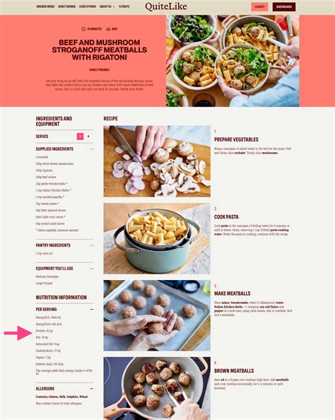 Where do I find the nutritional information of the meals?