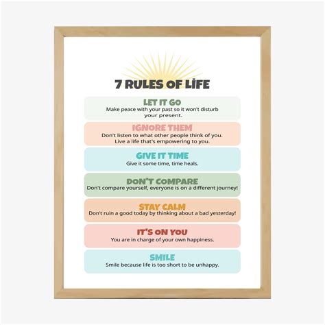 7 Rules of Life Poster, Daily Affirmations Poster Download, Positive ...