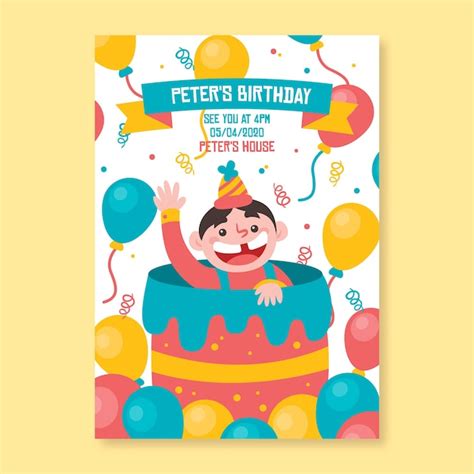 Diseño De Plantilla De Invitación De Cumpleaños Para Niños Vector Gratis