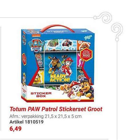 Totum Paw Patrol Stickerset Groot Aanbieding Bij Lobbes