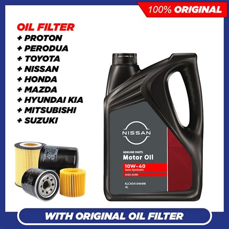 With Original Oil Filter NISSAN 10W40 SN Semi Synthetic Engine Oil