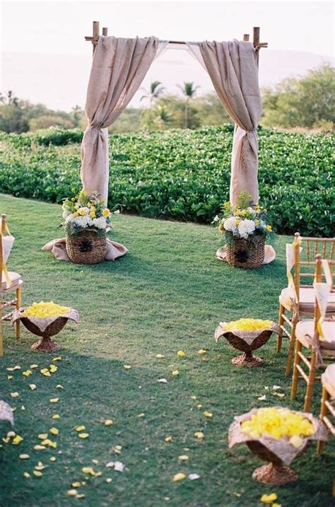 Simple Burlap Wedding Arch And Aisle Roses And Rings Weddings Fashion Lifestyle Diy