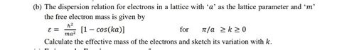 Solved B The Dispersion Relation For Electrons In A Lattice Chegg