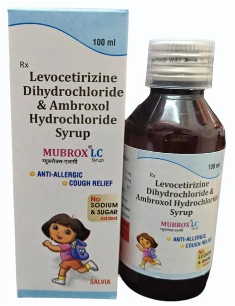 Levocetirizine Dihydrochloride Ambroxol Hydrochloride Syrup Bottle