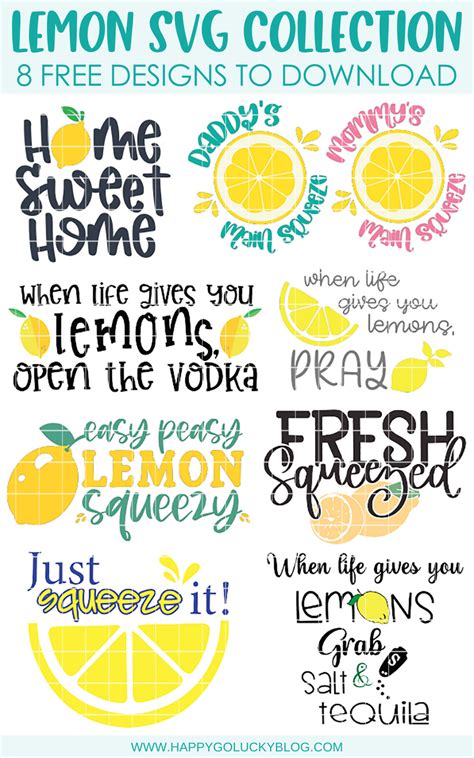 Lemon Svg Collection Free Lemon Cut Files Kara Creates Cricut