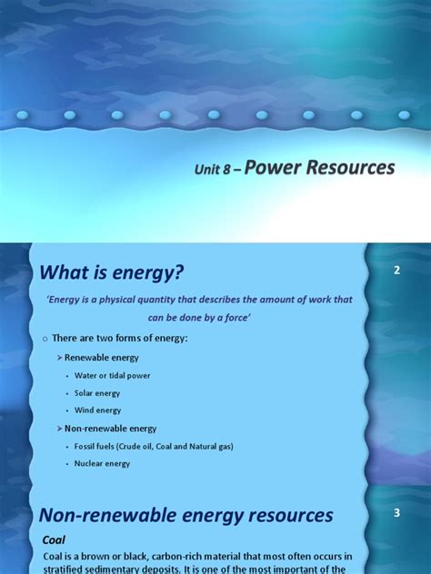 Unit 8 Power Resources Pdf Coal Hydroelectricity