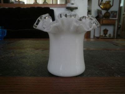 Fenton Silver Crest Milk Glass Ruffled Hat Vase Antique Price Guide