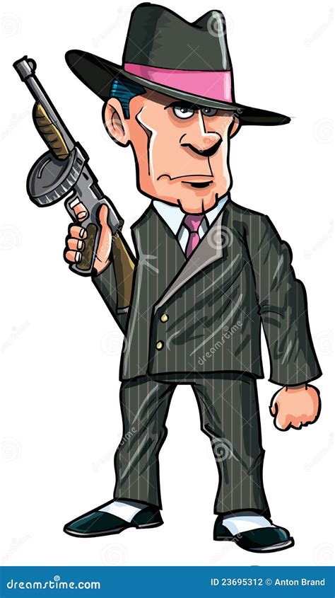 Cartoon 1920 Gangster With A Machine Gun Stock Illustration - Illustration of costume, criminal ...