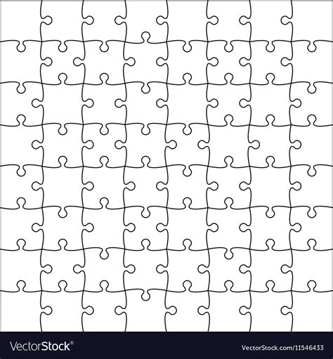 White Puzzles Pieces Square Jigsaw Royalty Free Vector