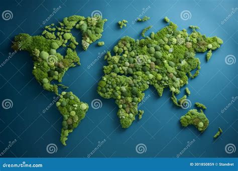 World Map Made Of Green Leaves Beautiful Illustration Picture Stock