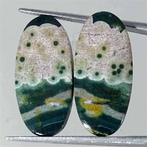 17 30Cts Natural Ocean Jasper Cabochon Loose Gemstone Oval Pair