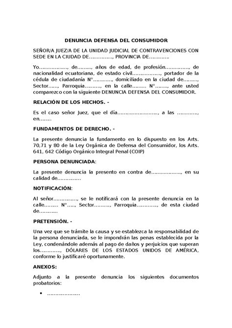 8 Denuncia Defensa DEL Consumidor DENUNCIA DEFENSA DEL CONSUMIDOR