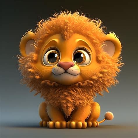 Super Mignon Petit B B Lion Rendu Dans Le Style De Dessin Anim Pixar