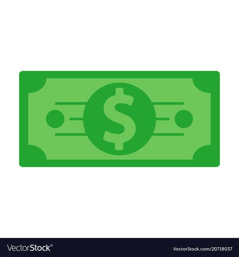 Green Dollar Banknote Sign Flat Design Isolated Vector Image