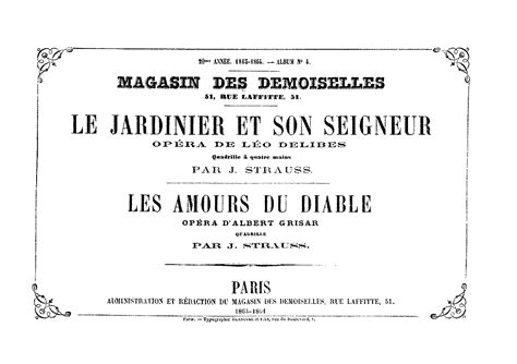 2 Quadrilles on Opera Themes of Delibes and Grisar (Strauss, Isaac ...