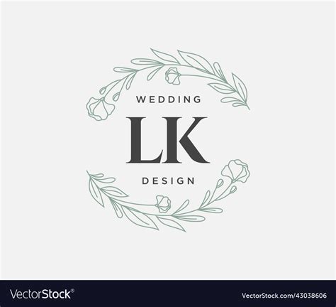 Lk Initials Letter Wedding Monogram Logos Vector Image