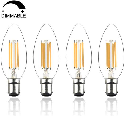 Bonlux B15 LED Filament Candle Bulbs Dimmable SBC Small Bayonet Cap 4W