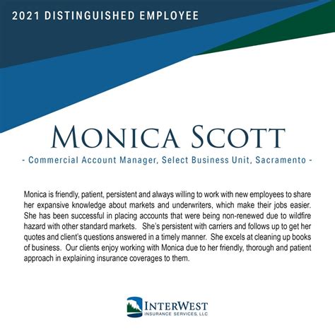 Distinguished Employee Spotlight Monica Scott Interwest Insurance Services