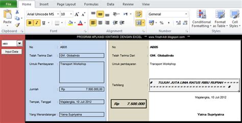 Contoh Kwitansi Di Excel