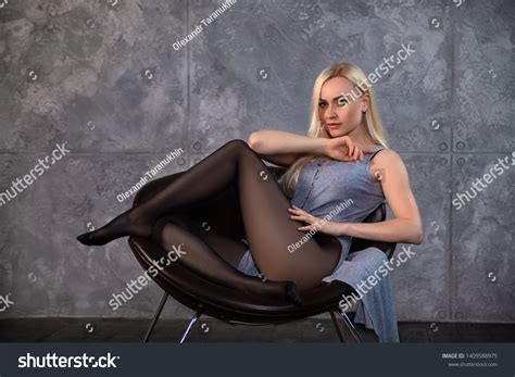 Beautiful Blonde Girl Perfect Legs Pantyhose Stock Photo Edit Now