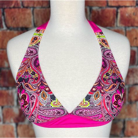 Athleta Samana Banded Paisley Halter Bikini Swim Top Gem