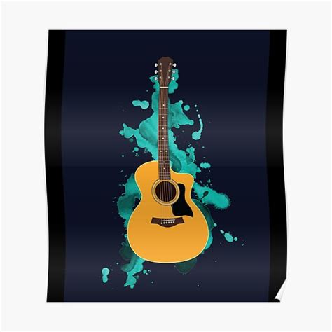 Auditorium Style Acoustic Guitar Natural Finish Sticker Poster For