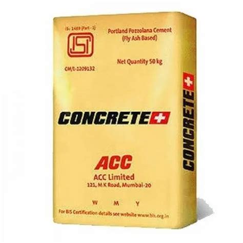 Acc Concrete Plus Cement Packaging Type Paper Bag Packaging Size