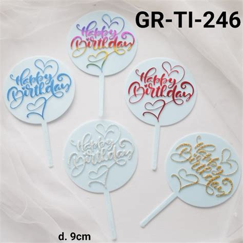 Jual GR TI 0246 Cake Topper Tulisan Kue Tart Happy Birthday Background